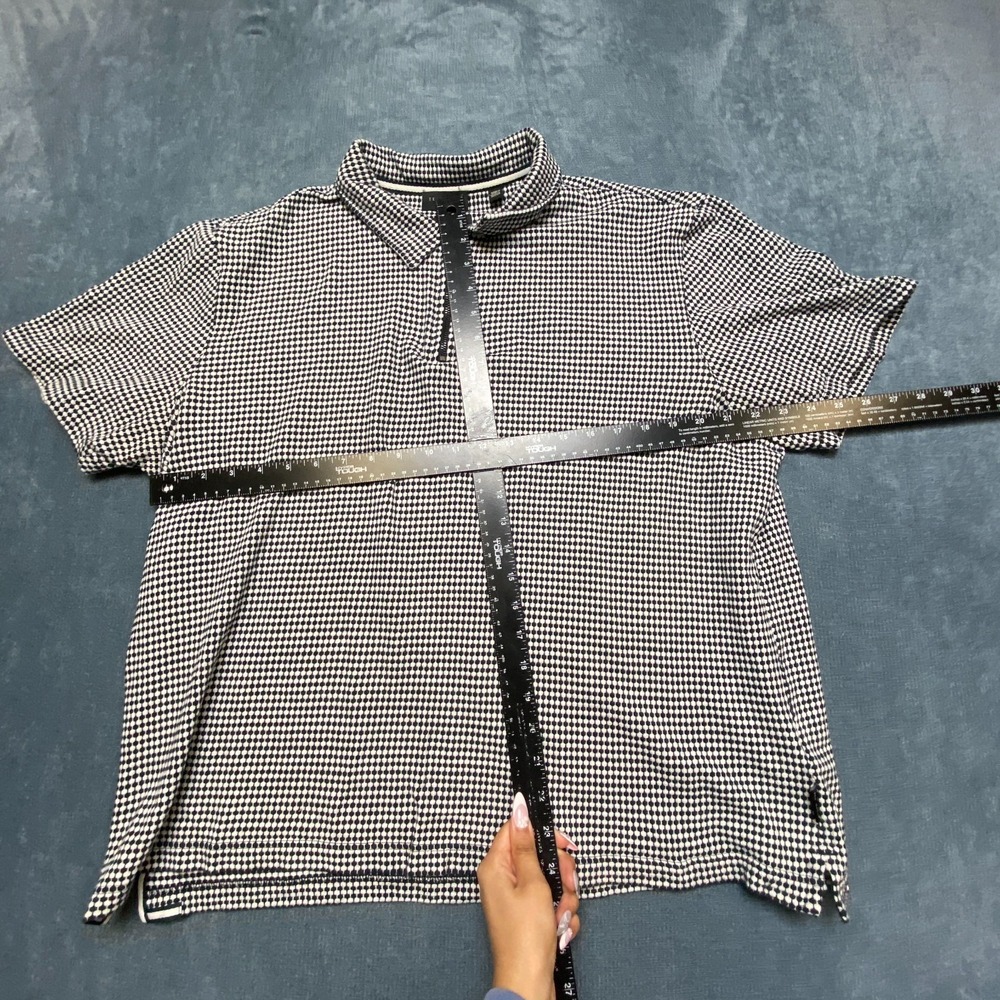 Ted Baker Polo Shirt Mens Small Navy White Geometric Print Golf Quarter Zip - Picture 6 of 13